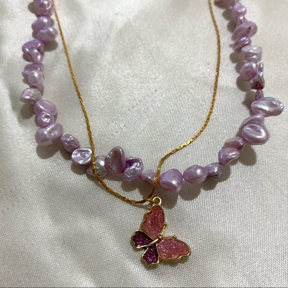 Fresh Water Pearl With Butterfly Charm View 2